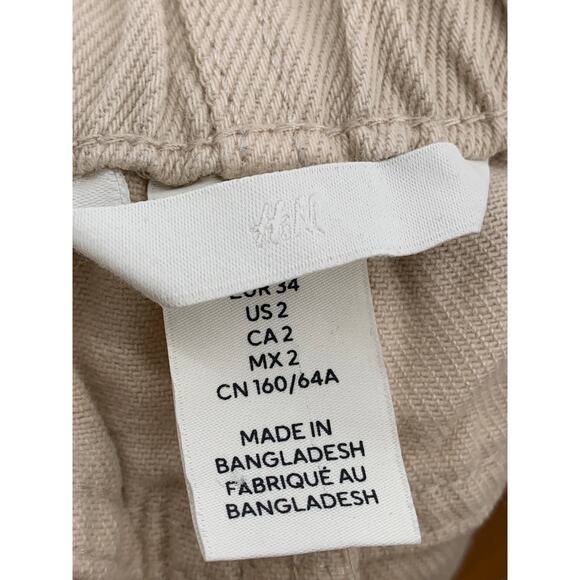 H&M Women's Tan High-Waist Twill Casual Trousers SZ 2 - Picture 8 of 11